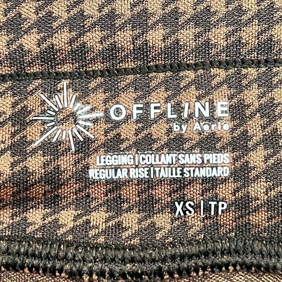 OFFLINE by AERIE Mini Brown and Black Houndstooth Drawchord Leggings Size XS - Picture 8 of 12